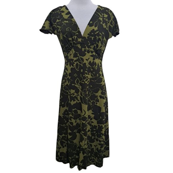 Vintage Trixxi Y2K Floral Print V- Neck  Retro Fit & Flare  Medium Sea Green - Picture 3 of 15